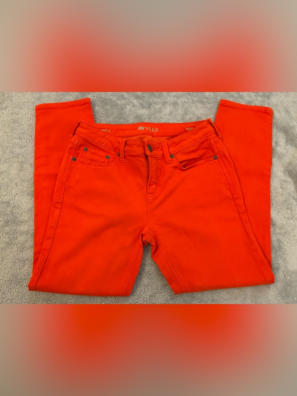 Women's Stylus Brand Bright Orange Skinny Ankle Jeans Size 29/8